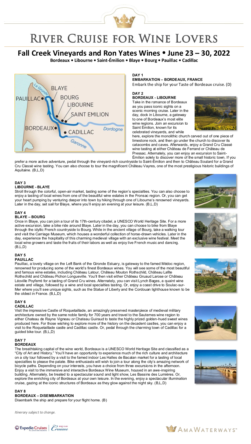 Itinerary - Fall Creek-Yates 2022 Bordeaux1