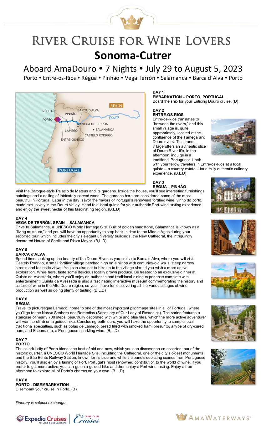 Itinerary - Sonoma Cutrer 2023 Douro